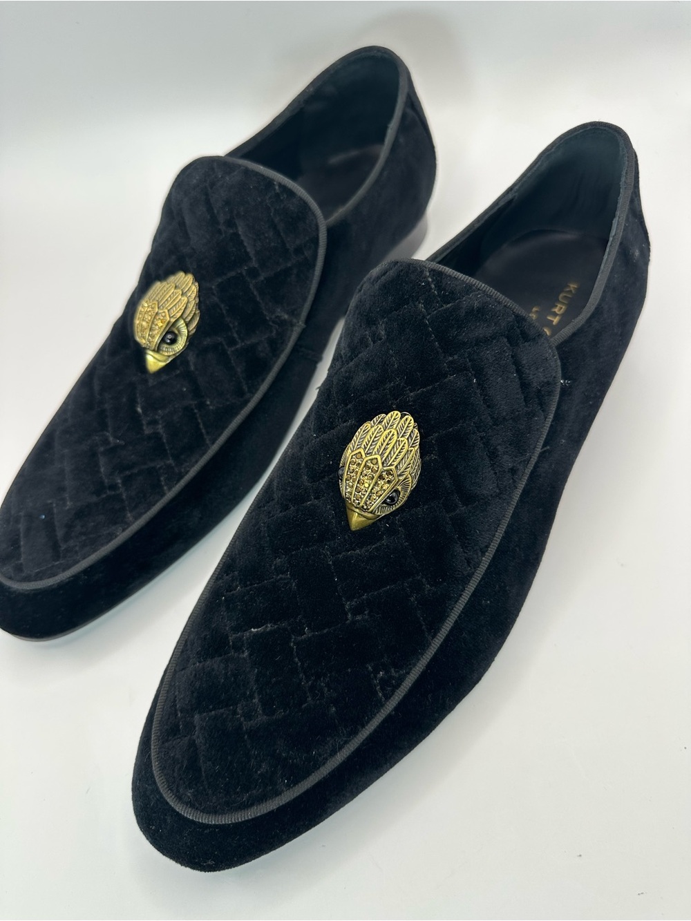 Kurt Geiger Mens Shoes Black Velvet Gold Eagle Head US 11  -  EUR 45